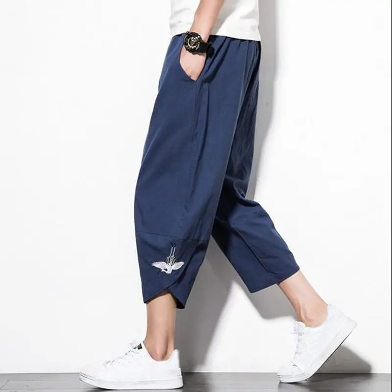 Blue Pants Японские Харадзюку большого размера мужские удобные брюки moda japonesa одежда самураев свободные японские модные брюки женские шаровары - Цвет: Blue Pants