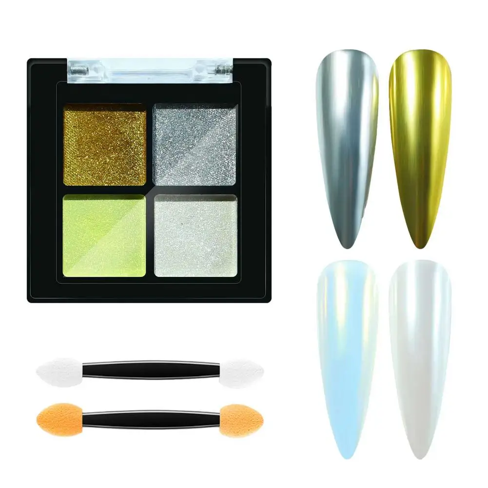Chrome Nail Powder Nail Aurora Powder 4 Tinta Unita Magic Mirror Powder Clamshell Glitter Pigment Chrome Dusts