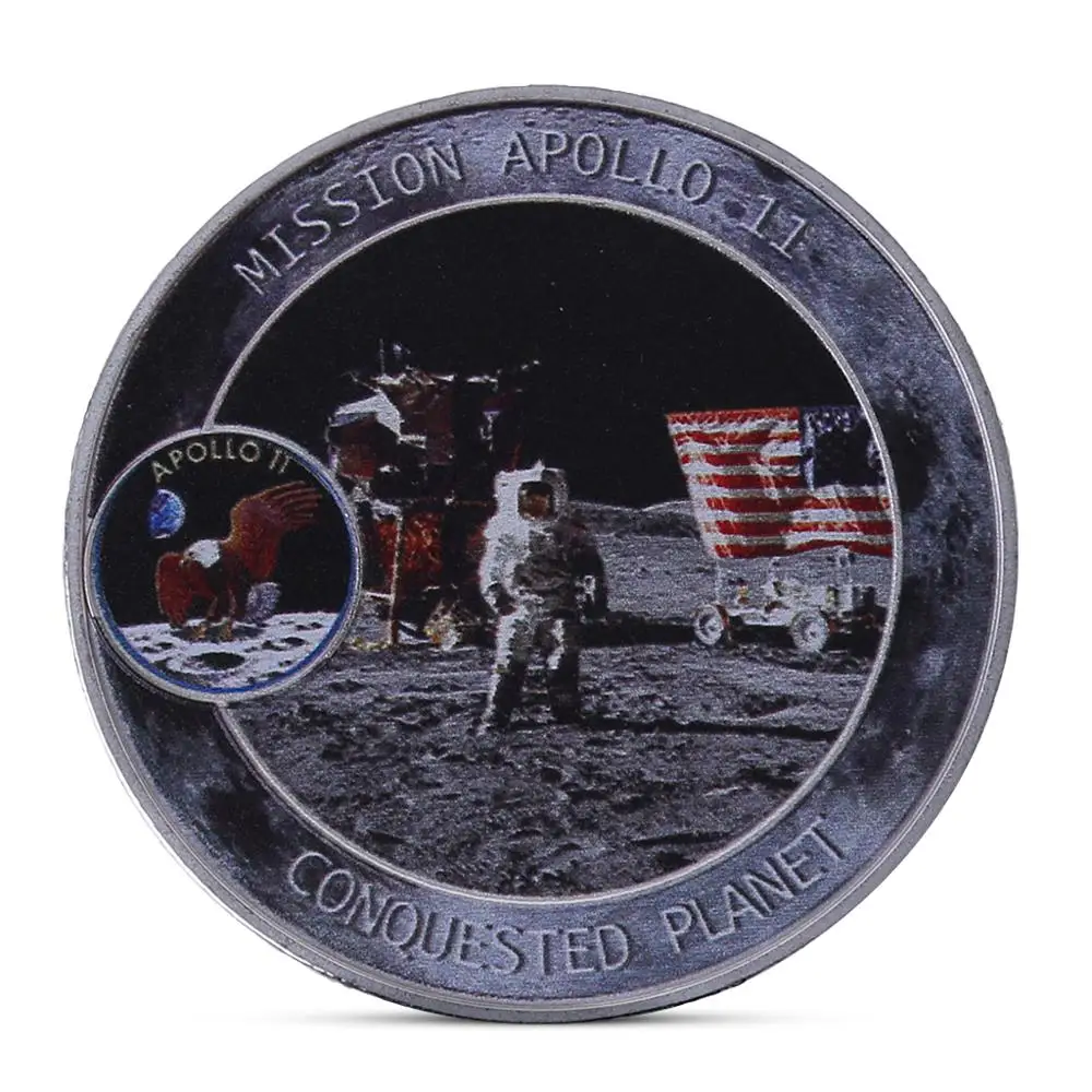 2019 50th Anniversary Apollo 11 Moon Landing Silver Commemorative Coin Gift drop shipping No8 | Дом и сад