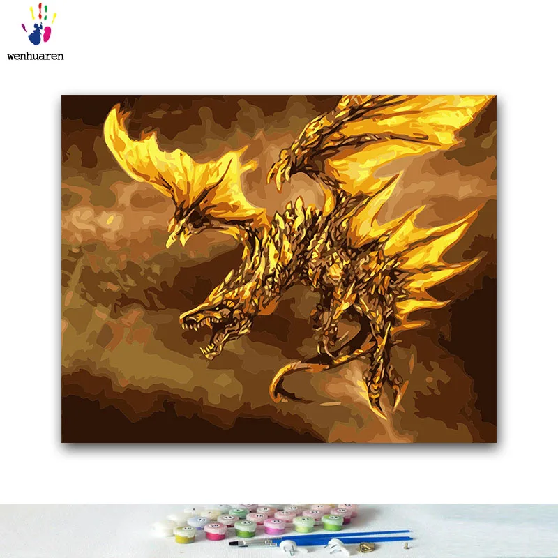 Краска по номерам художественная живопись по номерам Loong Flying dragon китайские легенды Волшебные животные ручной работы сделай сам наполнение и раскраска - Цвет: 100257  loong