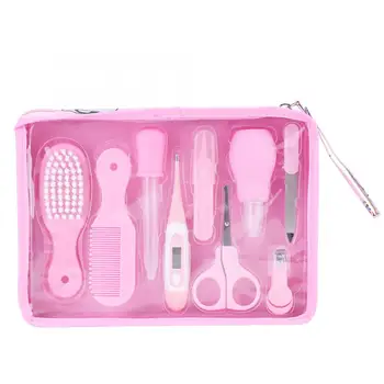 

9pcs Baby Health Care Set Portable Kids Safety Care Newborn Tool Baby Grooming Thermometer Feeding Device Cutter Nail Kits