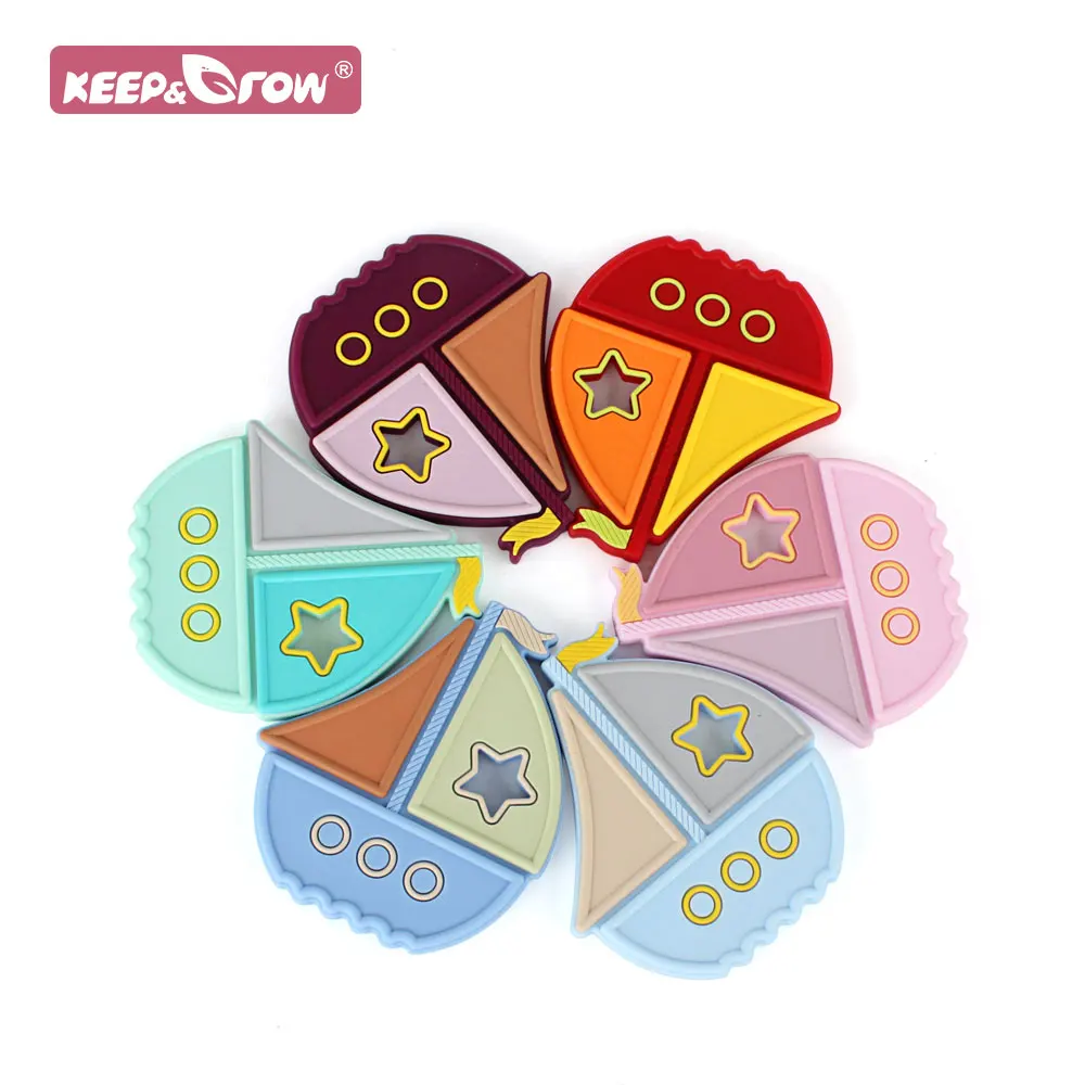 

1pc Silicone Teether Ship Cartoon DIY Baby Pacifier Nipple Holder Toys Food Grade Silicone Rodent Tiny Rod Infant Molar Teether