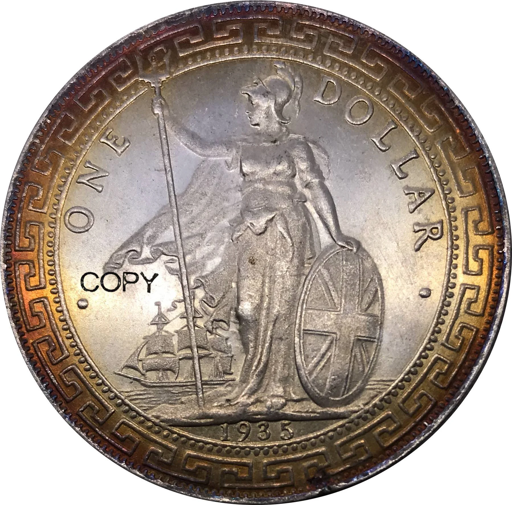 

Монета Великобритании 1935, один доллар, британская торговля, Посеребренная Серебряная Гонконгская металлическая сувенирная Коллекционная копия монет
