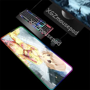 

XGZ Custom Large RGB Mouse Pad Precision Black Lock Edge Anime Cute Shy Girl Student Computer Desk Mat Natural Rubber Non-slip