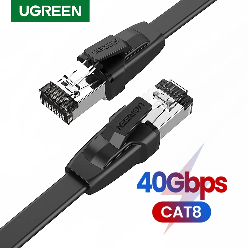 UGREEN Ethernet кабель Cat8 40 Гбит/с плоский сетевой высокоскоростной U/FTP для ноутбука ПК
