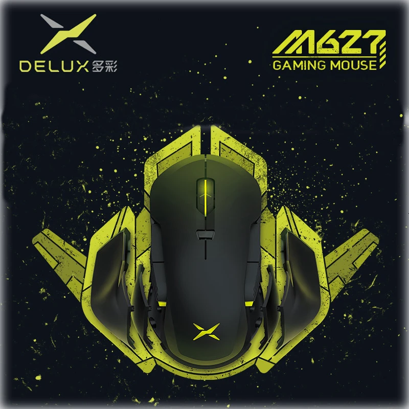 Проводная игровая мышь Delux M627 PMW3389 Usb кабель RGB для левой и правой руки компьютера