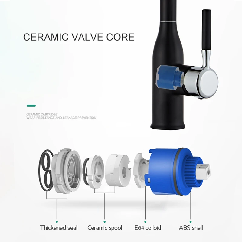 Faucet Cartridge 35mm / 40mm Ceramic Cartridge Mixer Low Torque Faucet Accessories Rotation Flat Base ELF0023