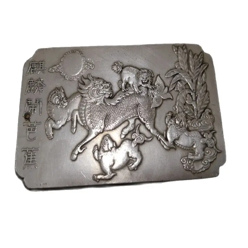 

China Tibet Silver Amulet Kirin Yaopai Fengshui Pendant A