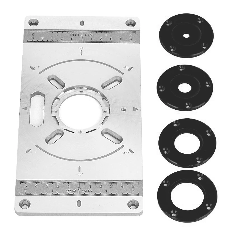 Aluminum Alloy Router Table Insert Plate Trimming Machine Engraving Tool Flip Board with 4 Rings for Woodworking pellet mill for sale