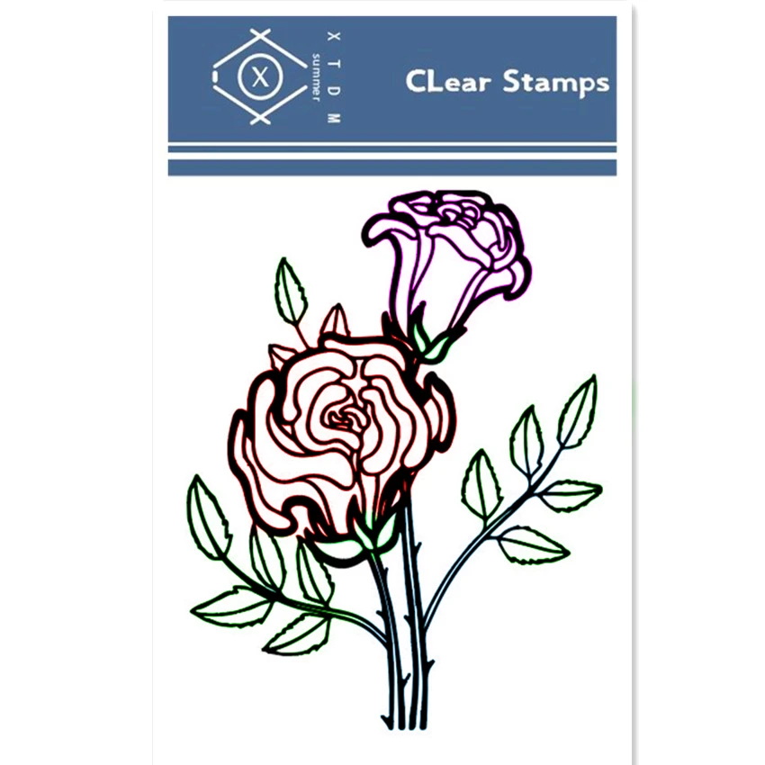 7 дизайнов серия цветов 6,5x9 см прозрачный штамп силиконовый штамп/печать DIY Скрапбукинг/фотоальбом рождественские штамп листы - Цвет: rose