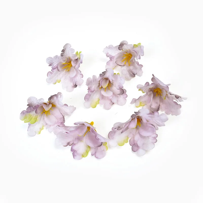 10 шт./партия, искусственный цветок, 5 см, шелковая Орхидея, Цветочная головка для свадьбы, вечерние украшения для дома, DIY, венок, скрапбук, цветок - Цвет: Light purple