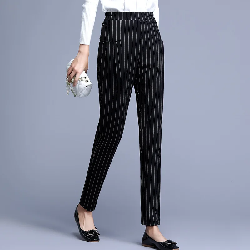

Stripes Harem Pants Women's Autumn And Winter 2018 New Style Loose-Fit Vertical Stripes Casual Pants Slimming Large Size Elastic