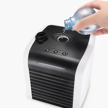 

Home Mini Air Conditioner Portable Air Cooler 7 Colors LED USB Personal Space Cooler Fan Air Cooling Fan Rechargeable Fan Desk