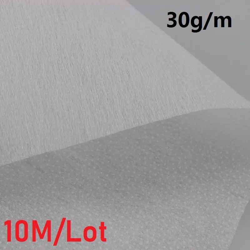 

10M Non-woven Fusible Interfacing Back Glue Cloth-lined Soft Interlining Apparel Sewing Fabric DIY entretela adhesiva 30g/m