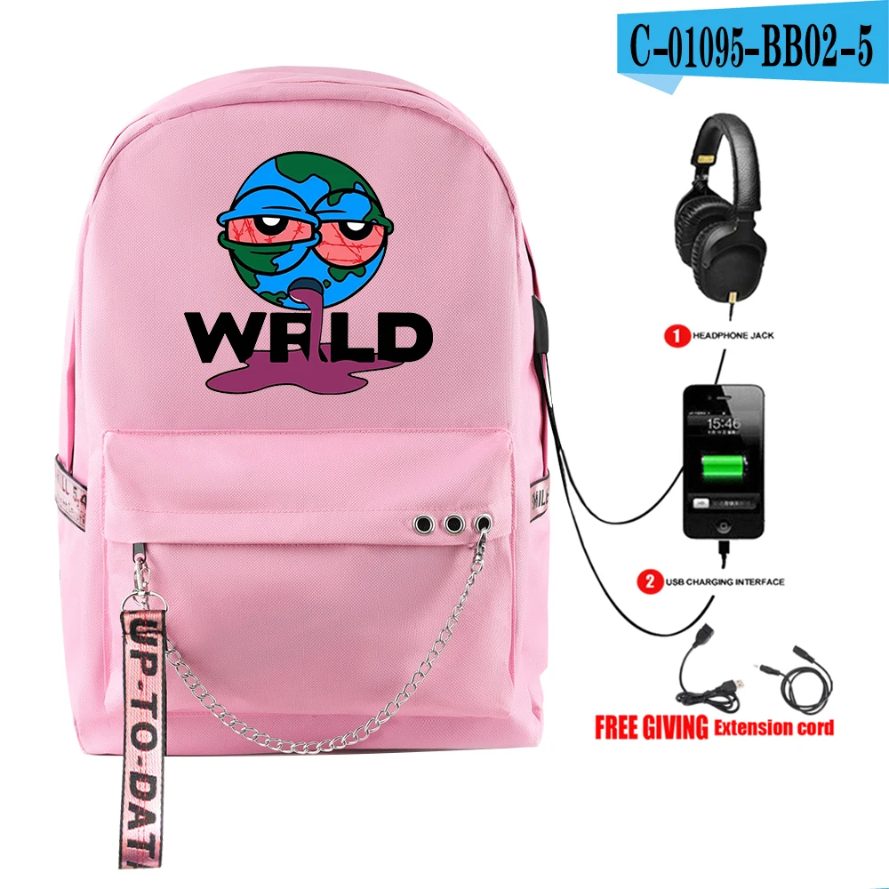 Juice Wrld рюкзак, модный рюкзак с принтом звездного неба, рюкзак для ноутбука, USB многофункциональный рюкзак для путешествий, софтбэк рюкзак - Цвет: Pink