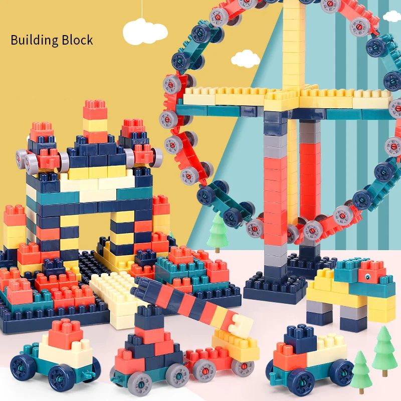 

Building Block Castle Children's Puzzle Assembling Large-particle Building Blocks Paradise DIY Handmade toys Gifts for Children