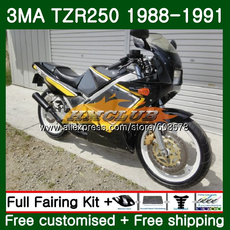 Корпус для YAMAHA TZR-250 3MA TZR250 1988 1989 1990 1991 черный глянец 121CL. 29 TZR250RR TZR250 RS YPVS ТЗР 250 88 89 90 91 обтекатель