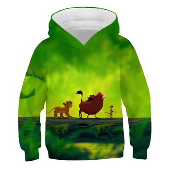 

Lion King cartoon printed hooded children's boys and girls casual long-sleeved boys and girls pullover shirt Harajuku sweater