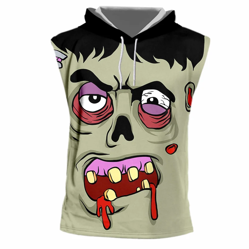 Ugly Zombie Face OGKB, модная безрукавка с капюшоном для Хэллоуина, мужская безрукавка,, 6XL, мужская одежда с 3D принтом - Цвет: Ugly Zombie Face