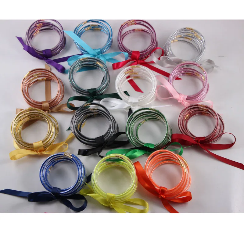 Блестящие желеобразные браслеты для любой погоды блестящие силиконовые круглые