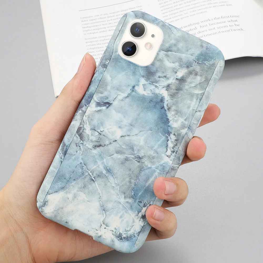 Чехол LAPOPNUT с полным покрытием 360 блестящий Мраморный для Iphone 11 Pro Max Xs X Xr 8 7 Plus 6 6s 5 5s