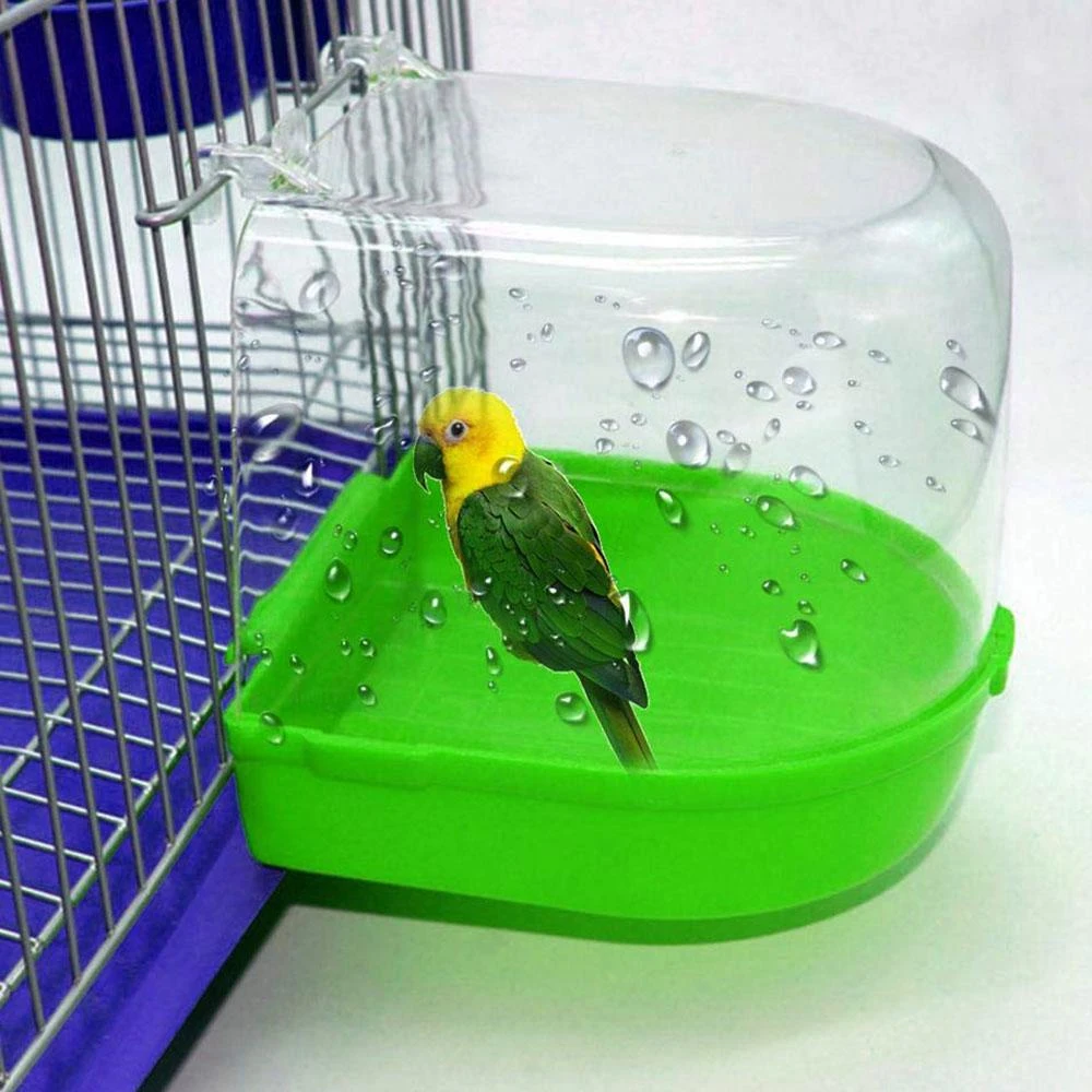 Bird Bath Bathtub Bath Box Bird Cleaning Tool Cage Accessories Parrot Transparent Plastic Hanging Tub bird cage accessories bird bath