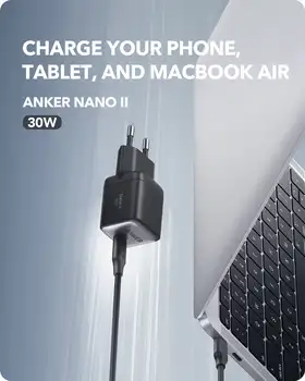 Ładowarka USB, Anker Nano II 30W szybka ładowarka typu C, GaN II ładowarka do telefonu MacBook Air/iPhone 12/13 Mini, do samsunga 2