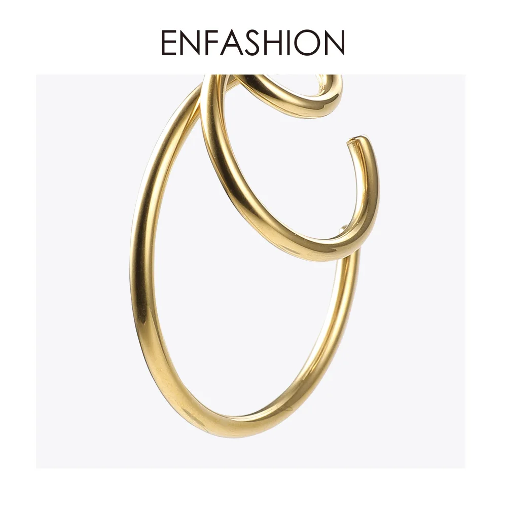 ENFASHION Многослойные женские серьги-капли в форме C золотого цвета, большие висячие серьги, модные ювелирные изделия, серьги E191115