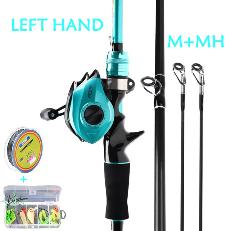 OURBEST Carbon Lure Fishing Rod Set Spinning Casting Rods Combos With  Baitcasting Reels