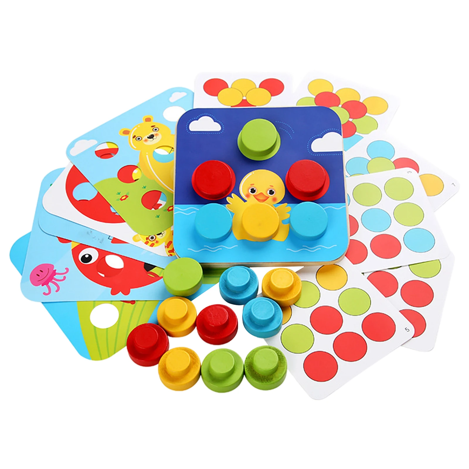 Color Matching Mosaic Pegboard Sorting Counting Pegs Early Development Cognition Skills For Boy
