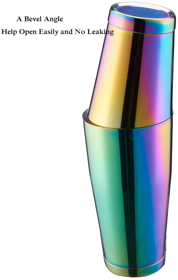 Description Picture 6 of itemRainbow Cocktail Shaker Bar Set: 2 Weighted Boston Shakers, Cocktail Strainer Set,Jigger,Muddler and Spoon, Ice Tong ,2 Pourer
