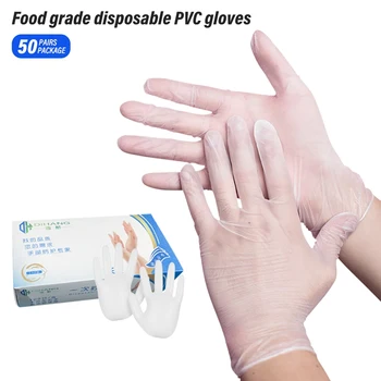 Billige Einweg PVC Handschuhe Kunststoff Film Schönheit Salon Lebensmittel Sanitär Handschuhe Transparent 100 Boxen Für Haushalt Kithcen