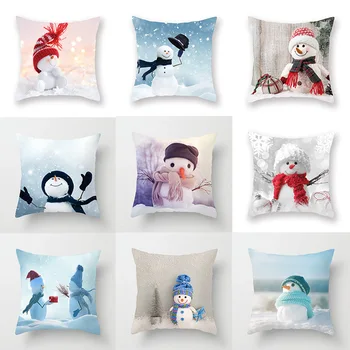 

2019 Christmas Snowman Pillowcase Print Sofa Bed Pillow Cover Cases Creative Funny Pillow Cushion 45*45cm Decorative Pillowcase