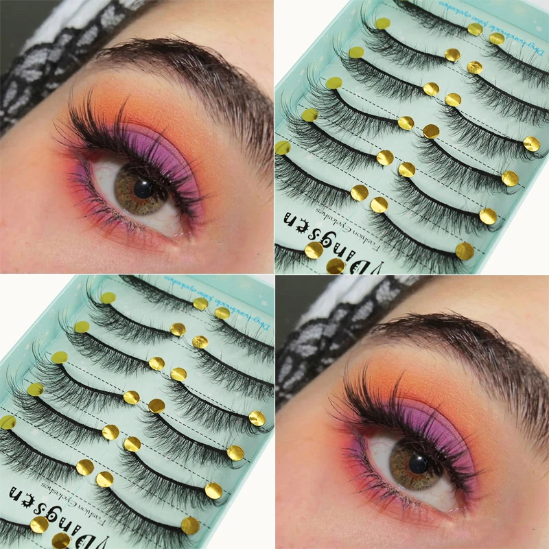 10 Pairs 3D Soft Faux Mink Hair False Eyelashes Natural Messy Eyelash Wispy Fluffy Crisscross Eye Lashes Extension Makeup Tools