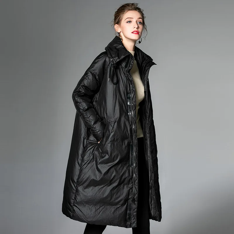 

Women's Down Jacket Long Winter Coat Women Korean Loose Puffer Jacket Warm Duck Down Woman Coats Parka 2020 6002 KJ2789