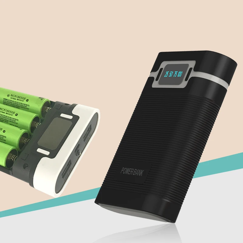 Eastshine 5V 2A двойной USB портативный блок питания 4x18650 DIY Дисплей Коробка для батарейного отсека универсальное телефонное зарядное устройство светодиодный фонарик