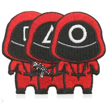 

3pcs/set Cartoon Squid Game Series Triangle Round Square Clothes Sew DIY Embroidered Ironing Patch Korean Style Applique Decor