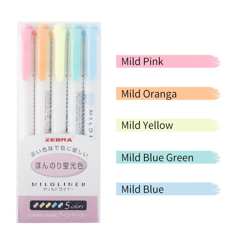 5pcs 3 25 шт./компл. Zebra Mildliner лайнер двуглавый текстовый маркер крюковая ручка Милая ручка для художественного письма Zebra Mildliner японские канцелярские принадлежности - Цвет: 5pcs 3