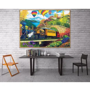 

Train Spring Hot Air Balloon Full Drill Square/Round Scenery Landscape Diamond Embroidery 5D Diamond Painting Cross Stitch