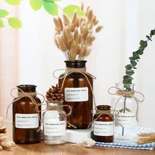 Скандинавская стеклянная Цветочная ваза для гостиной, украшение стола, прозрачная Гидропоника воды, веревка в цветочек, сухая Цветочная ваза, водонепроницаемый горшок