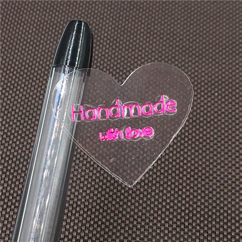 

500PCS/lot Transparent pvc 'Thank You' heart Seal Sticker For Handmade Products Gift 'Handmade With Love' Lable