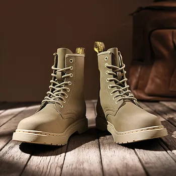 

2019 new men boots shoes winter snow boots leather ankle boots Rubber platform boots waterproof boots Plus velvet to keep warm