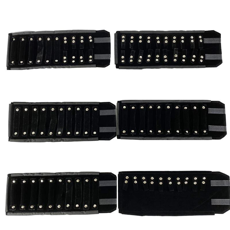 Black Pu Leather Lychee Pattern Jewelry Storage Small Roll Bag Black Velvet Necklace Bracelet Ring Storage