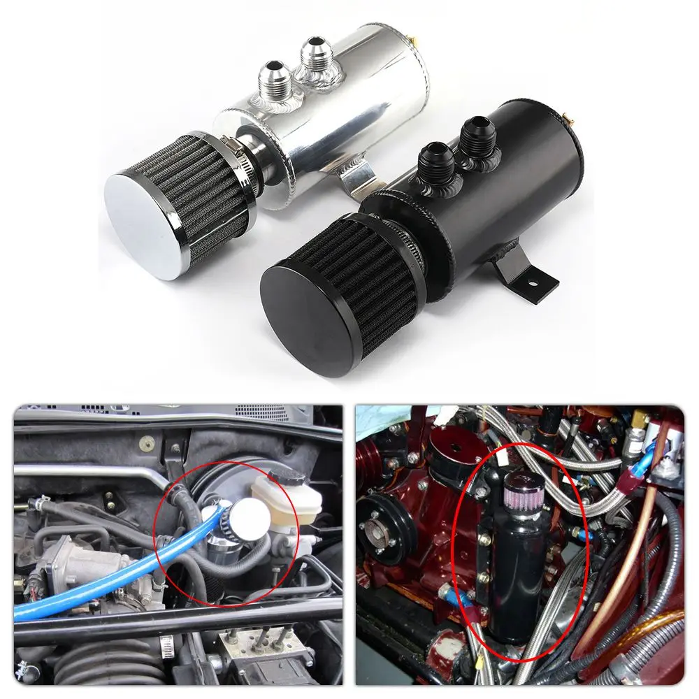 750ml Aluminum AN10 Oil Catch Can Exhaust Reservoir Tank with Breather Filter Baffled Kit Fuel Tank OCC-1011 oil catch can
