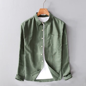 

Linen Shirt Men Summer Chinese Style Shirt Long Sleeve Shirt For Men Casual Men's Baggy Cotton Blend Solid Color Retro shirts