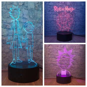 

3D LED Night Light Rick and Morty for Kids Bedroom Decorative Light Touch Sensor 7 Color Changing Baby Child Nightlight Kids Toy