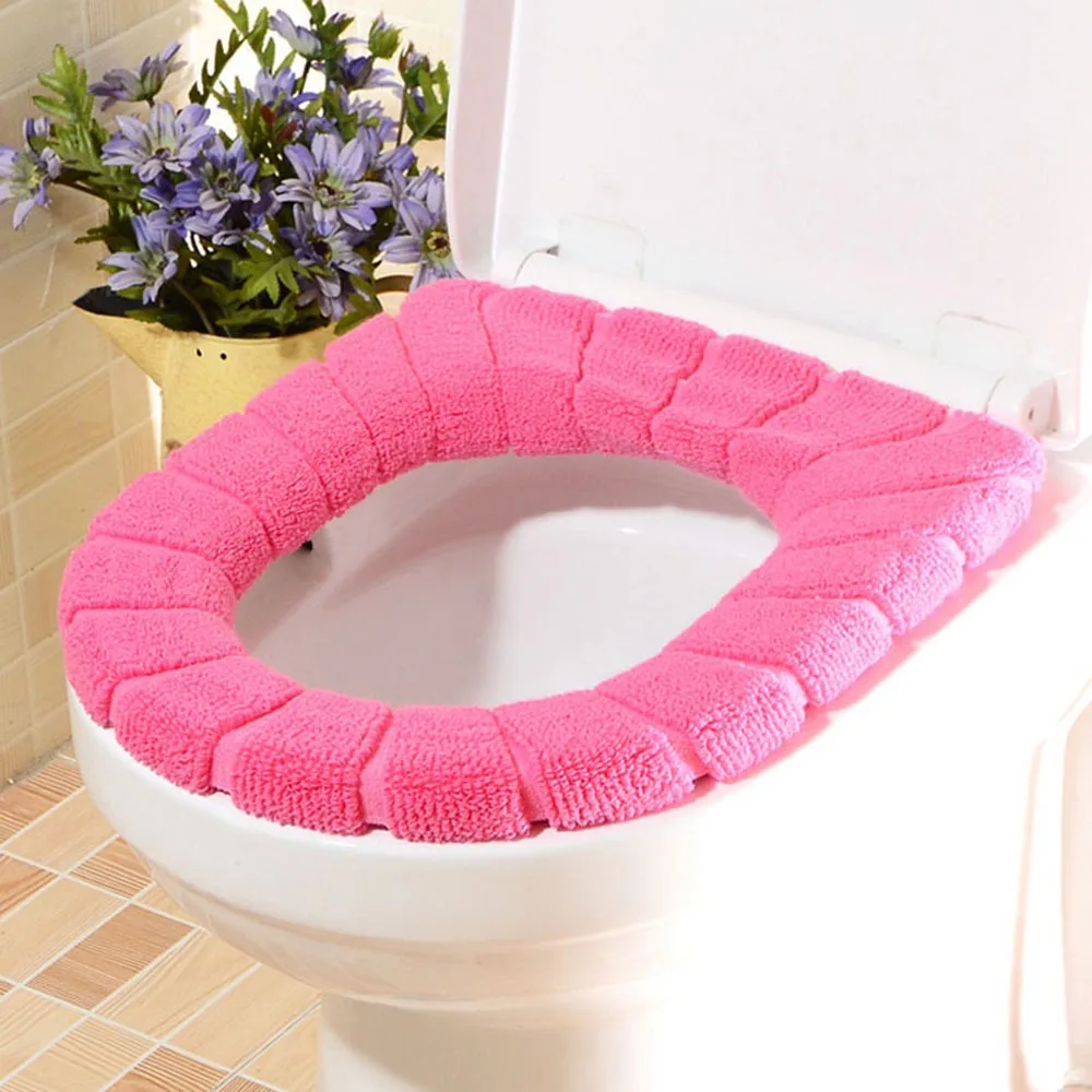 Удобное сиденье для унитаза, мягкая ткань, моющаяся крышка, верхняя крышка, коврик для ванной комнаты, теплый зимний чехол для унитаза - Цвет: 23