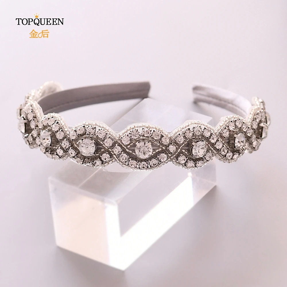 TOPQUEEN S28-FG, свадебные стразы, аксессуары для волос, свадебная тиара, головные уборы, серебряные стразы, повязка на голову, свадебные украшения для волос