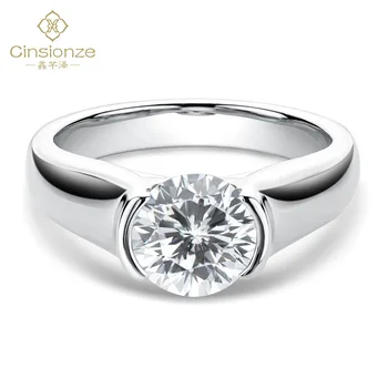 

Cinsionze Women Simple 1CT 2CT Moissanite Diamond Rings Bridal Wedding Engagement Rings 925 Silver 18K White Gold Plated Ring