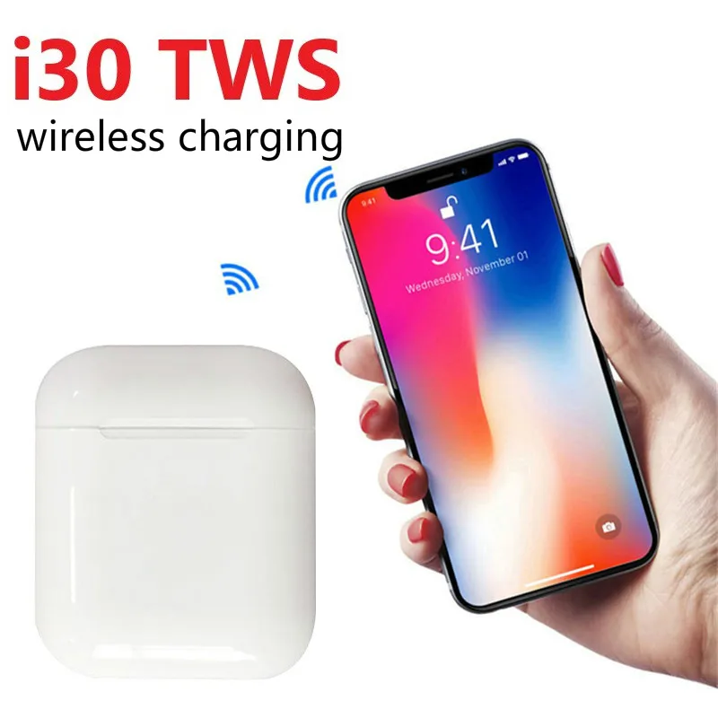 I30 TWS Bluetooth наушники всплывающие наушники истинная Беспроводная зарядка стерео наушники для iPhone Android 1:1 беспроводные наушники